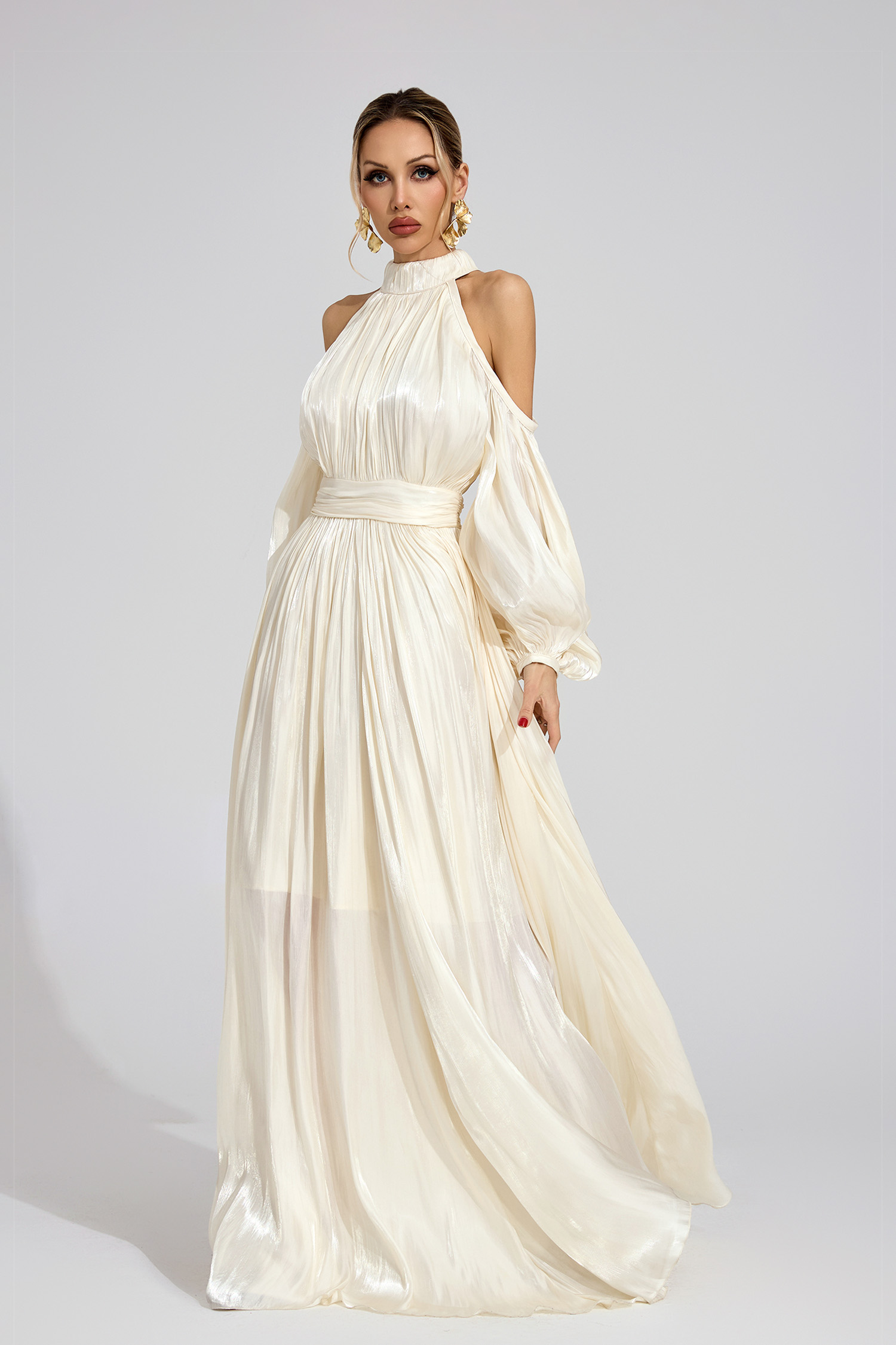 Nexus  White Halter Maxi Dress