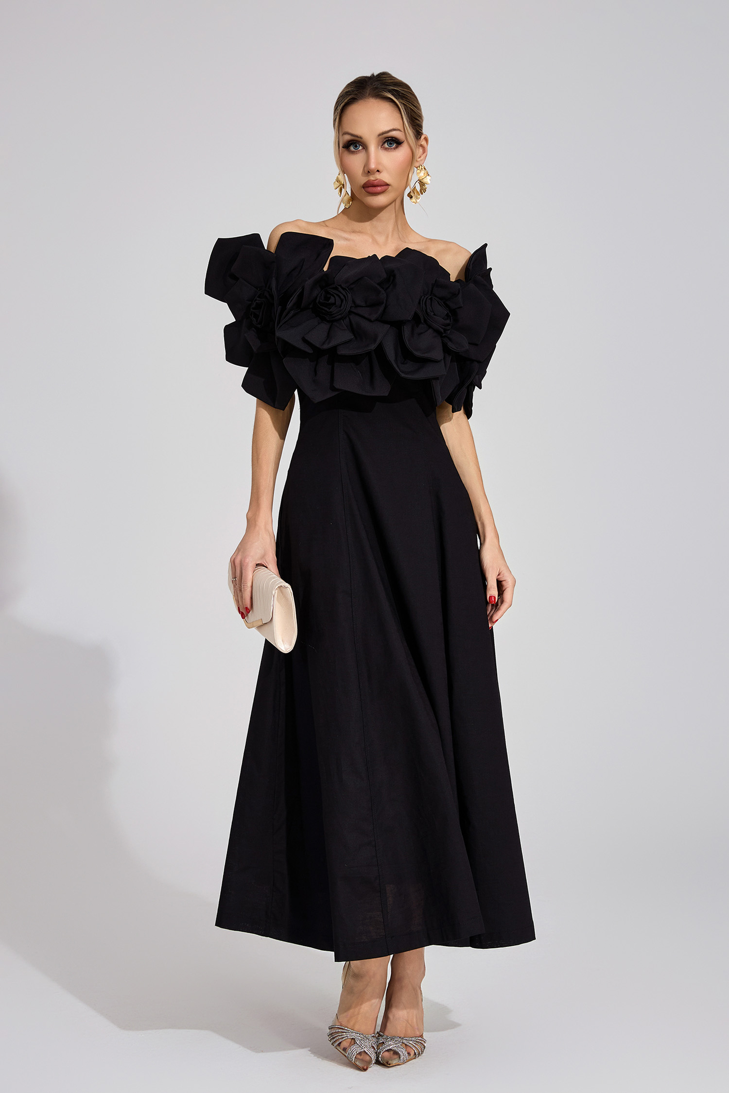 Dove Black Floral Maxi Dress