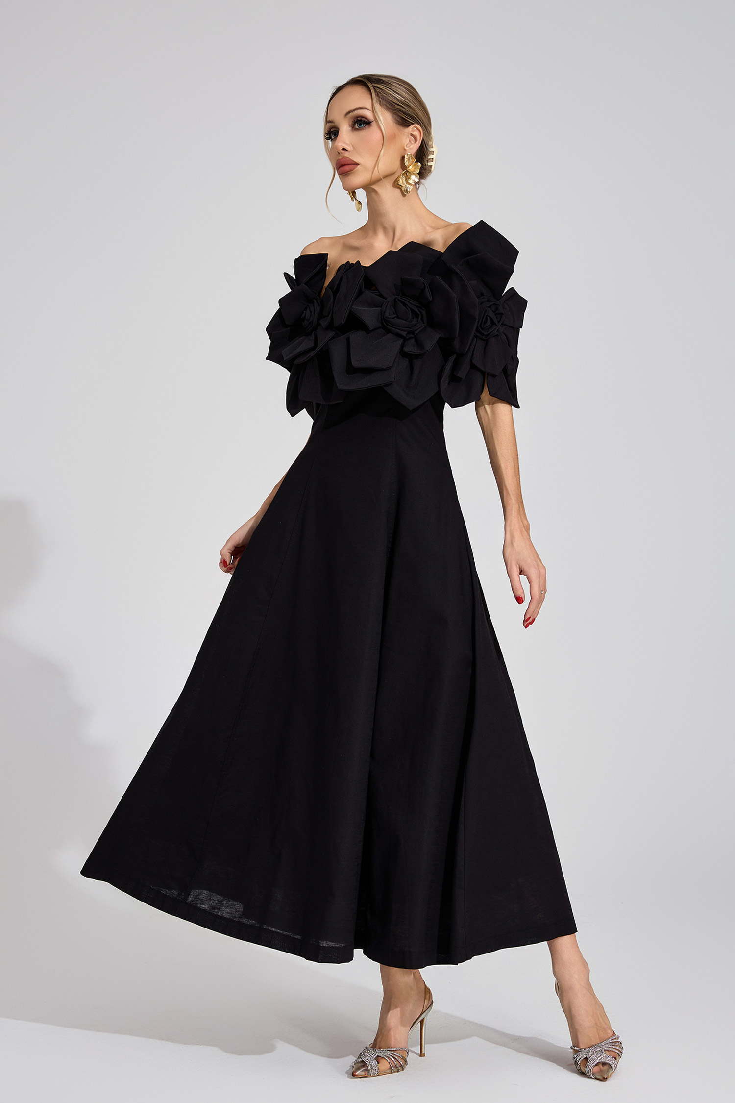 Dove Black Floral Maxi Dress