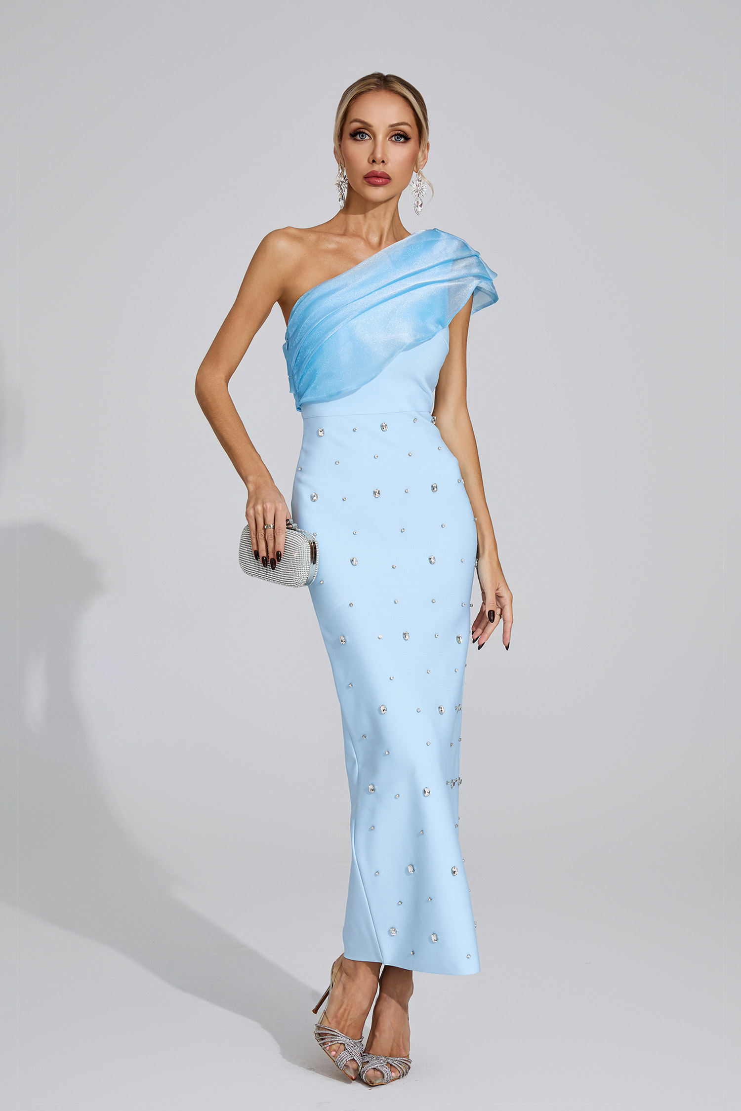 Broderick Blue Diamond Bandage Dress