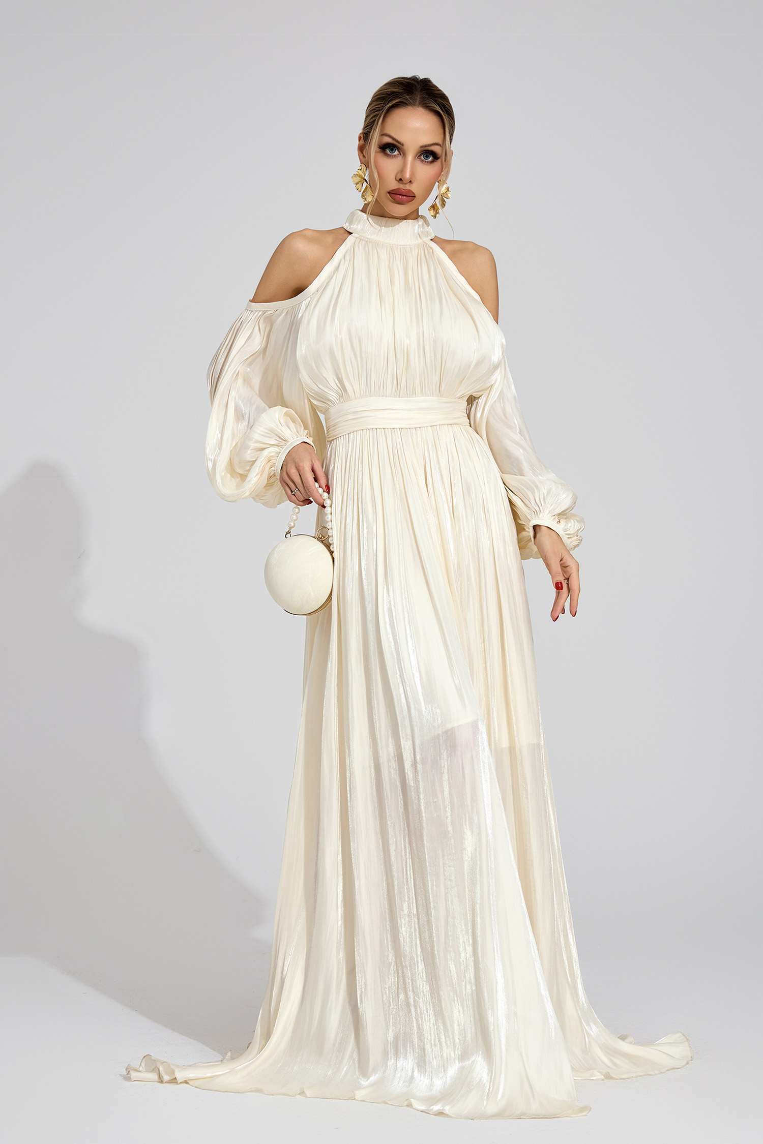 Nexus  White Halter Maxi Dress