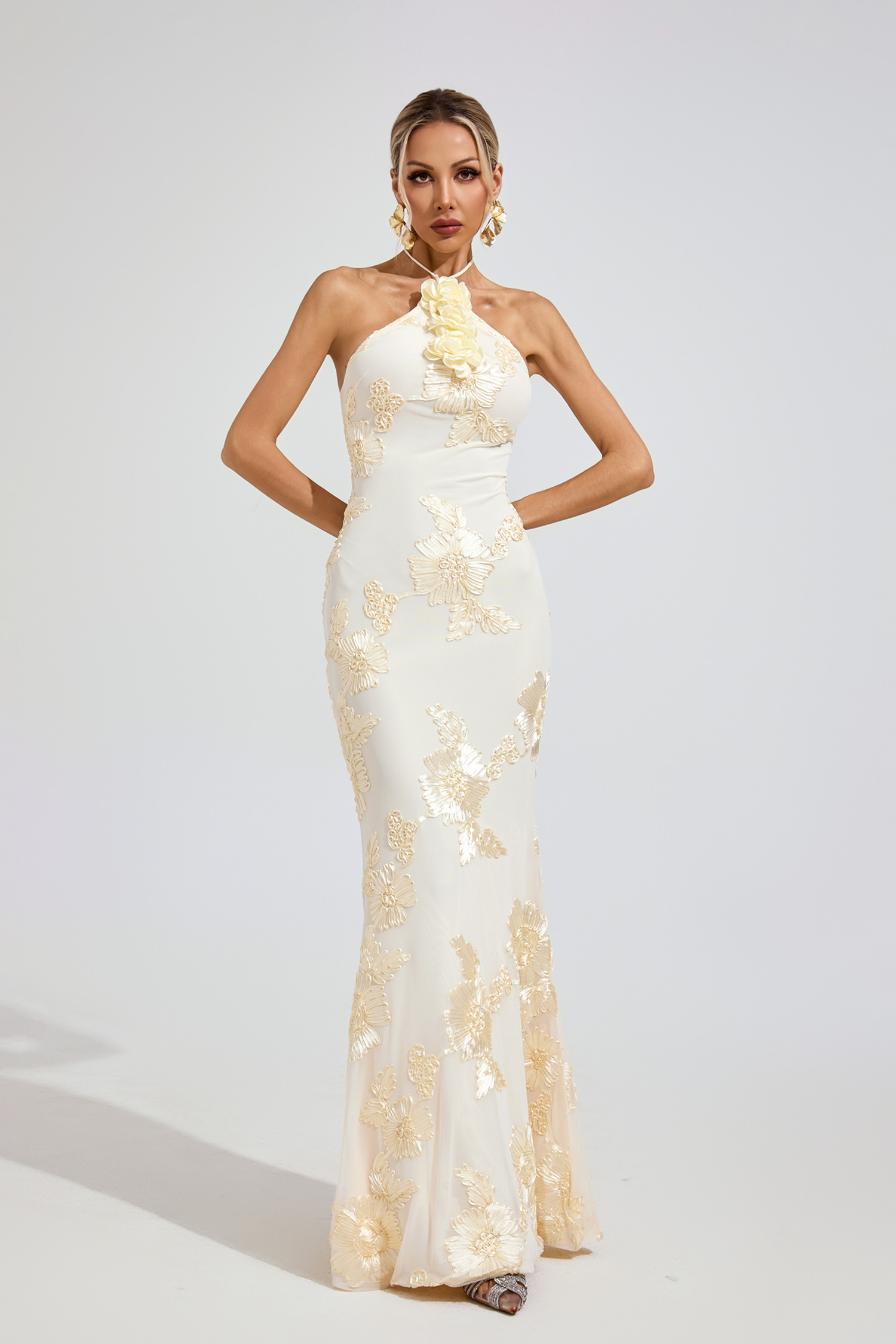 Harper Raw White Strapless Maxi Dress