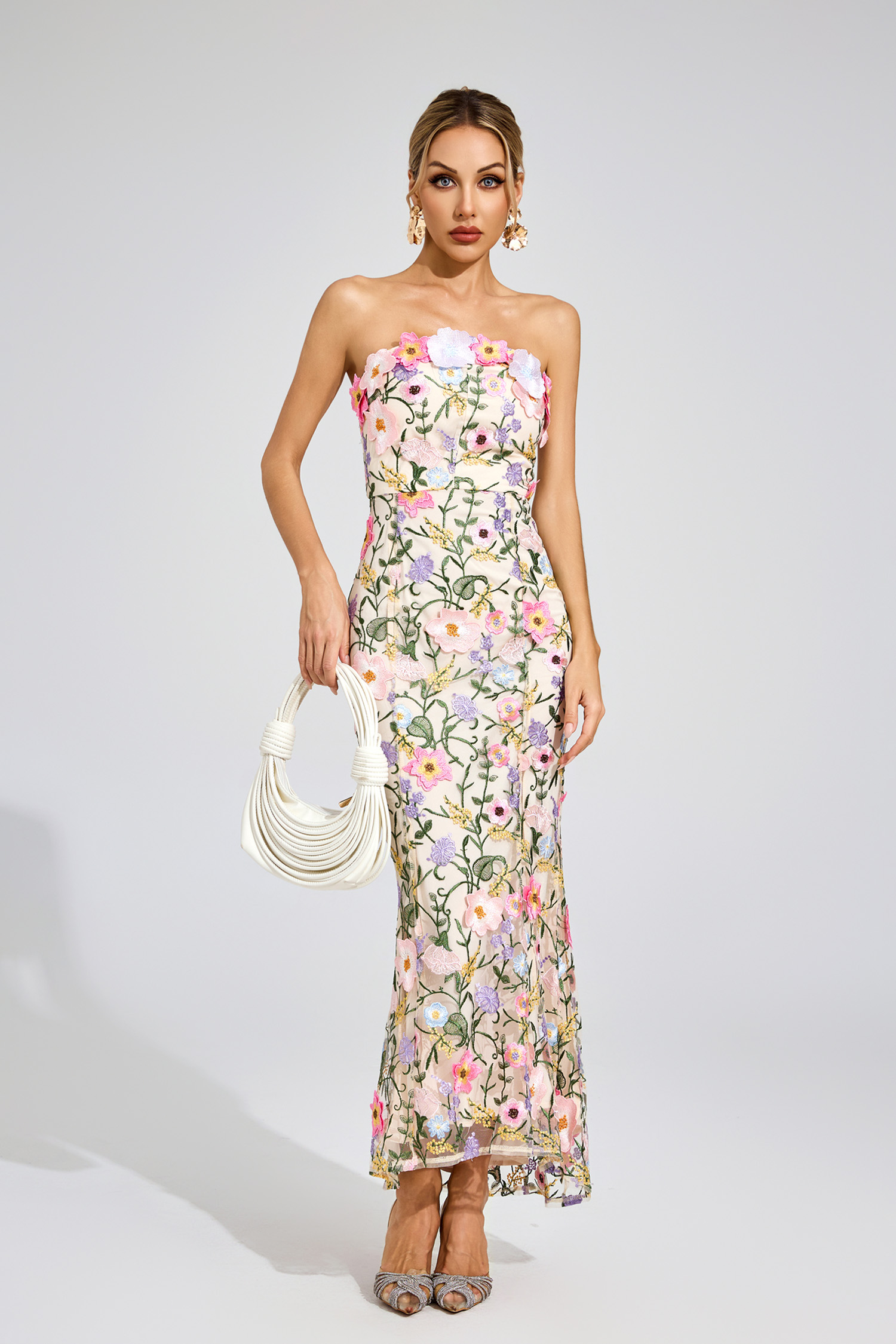 Bloomer Apricot Floral Embroider Dress