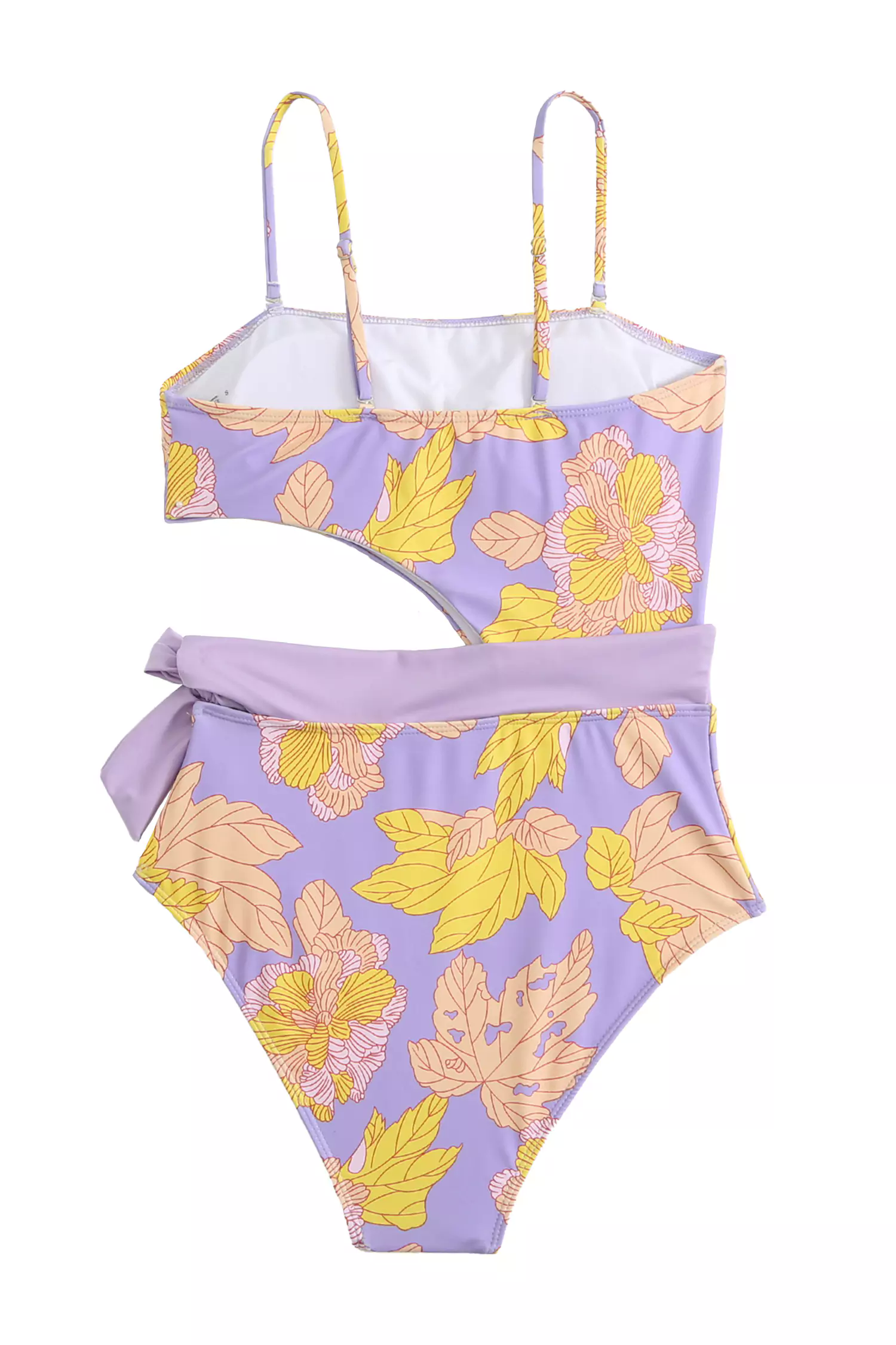 Purple Flower Printed Swimwear