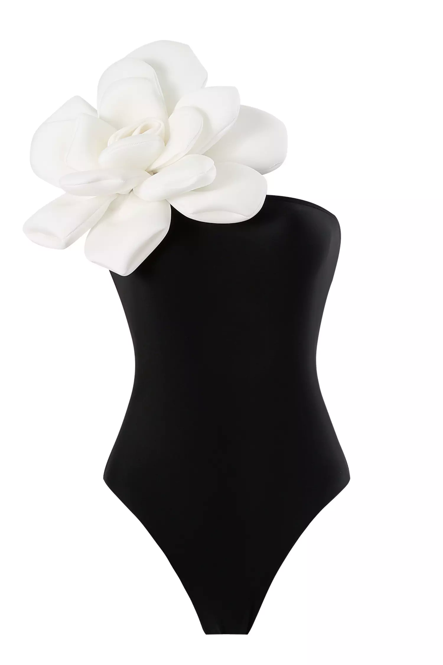 Black Big Flower Swimwear
