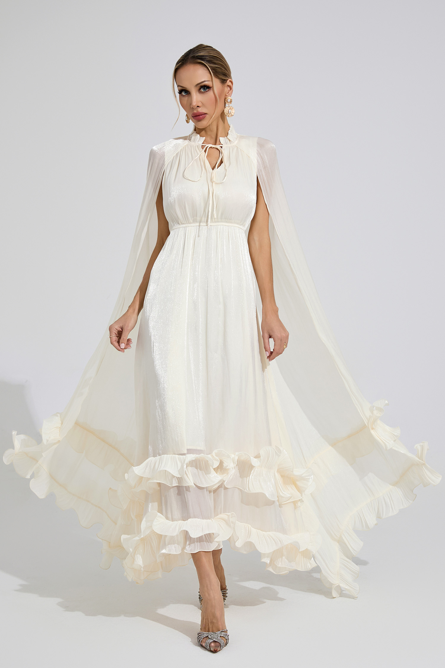 Mali White Ruffle Maxi Dress