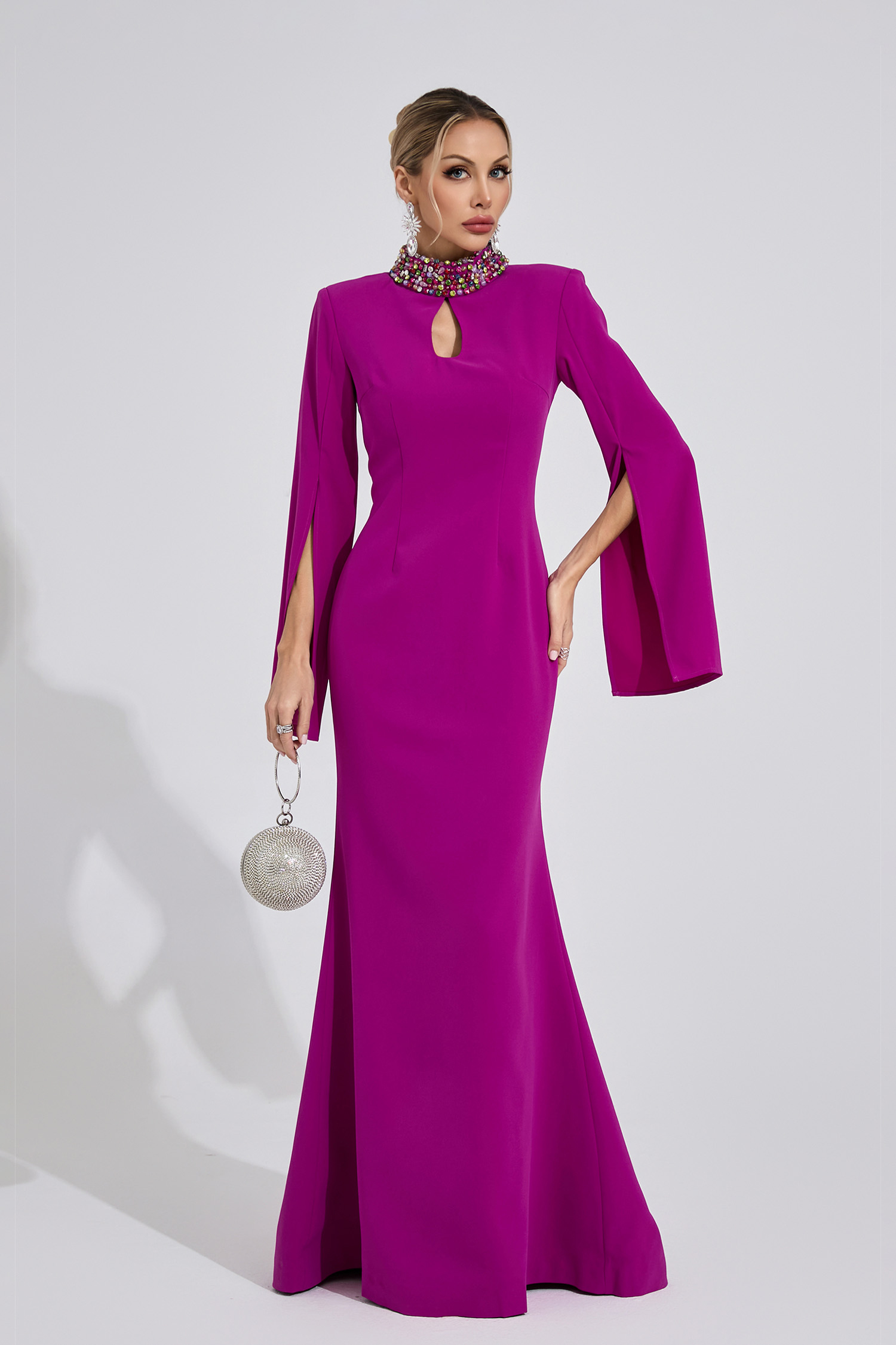 Bellatrix Magenta Diamond Maxi Dress