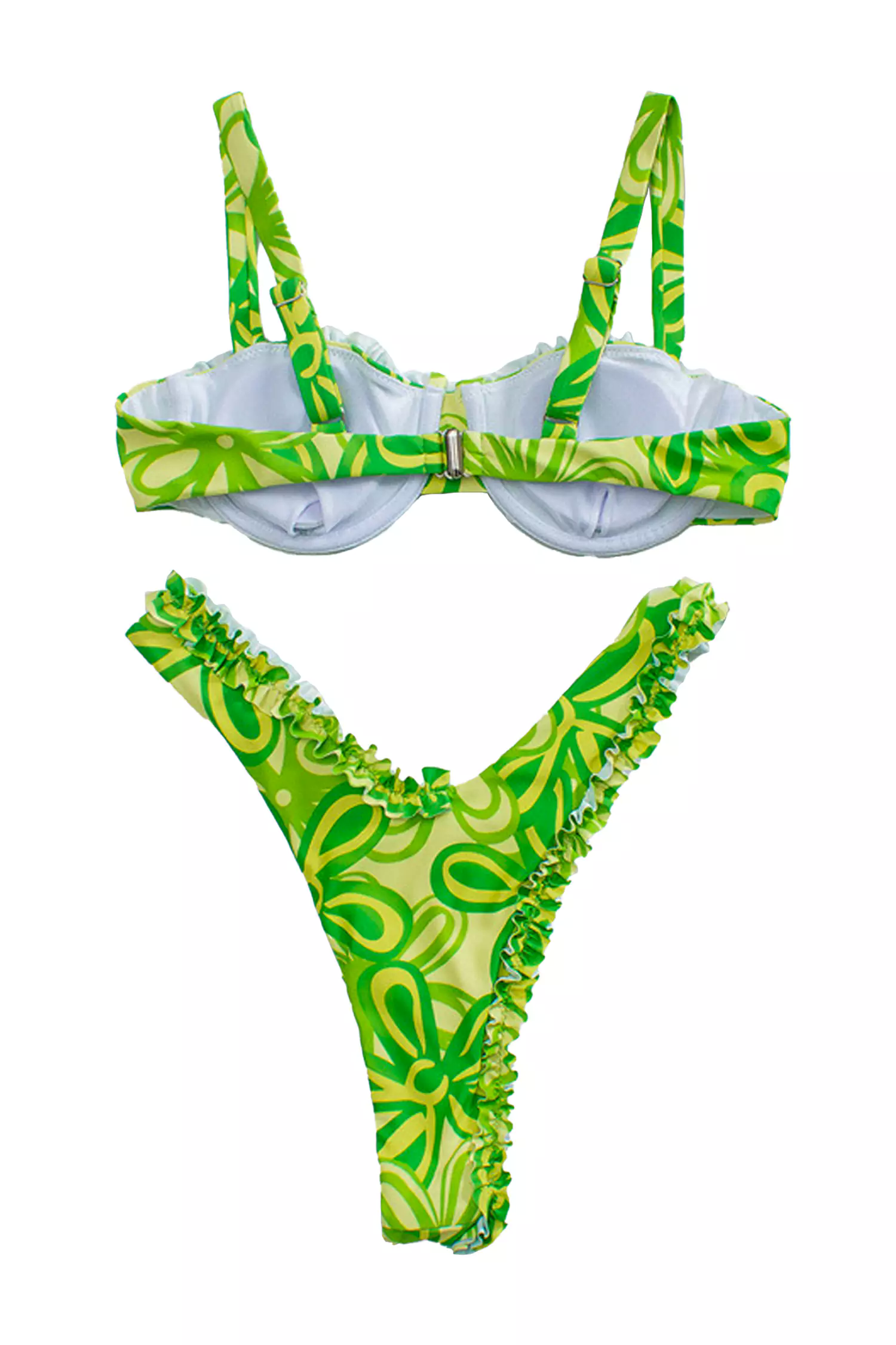 Green Ruched Printed Bikini
