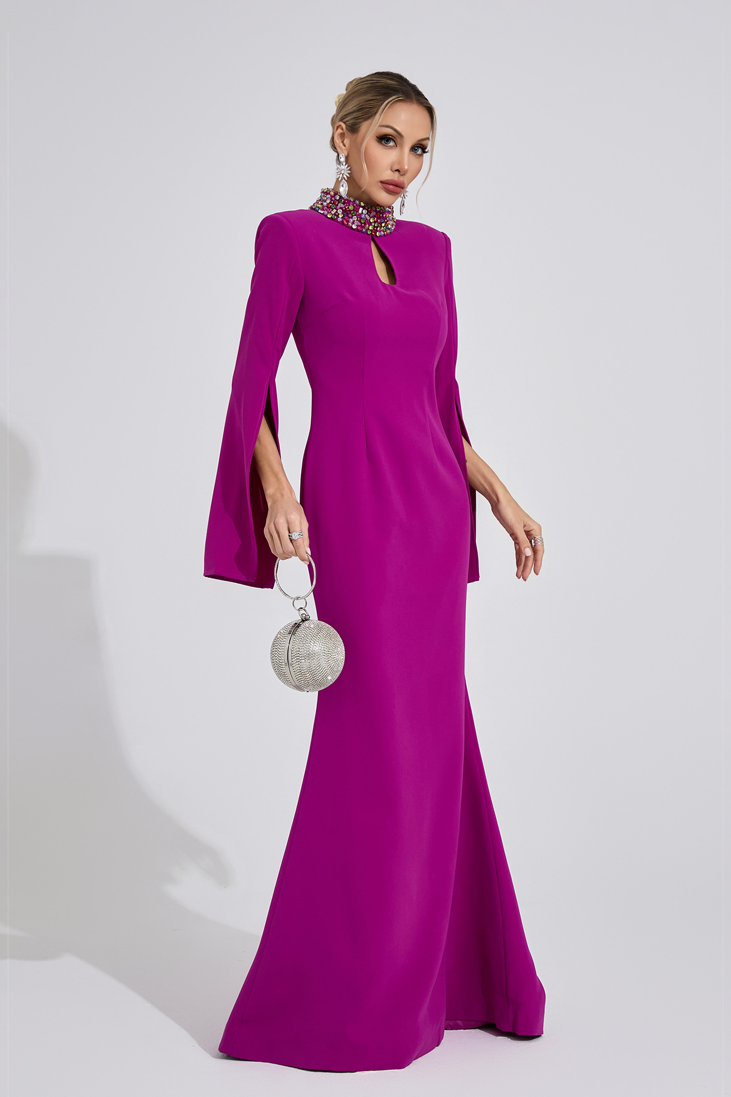 Bellatrix Magenta Diamond Maxi Dress