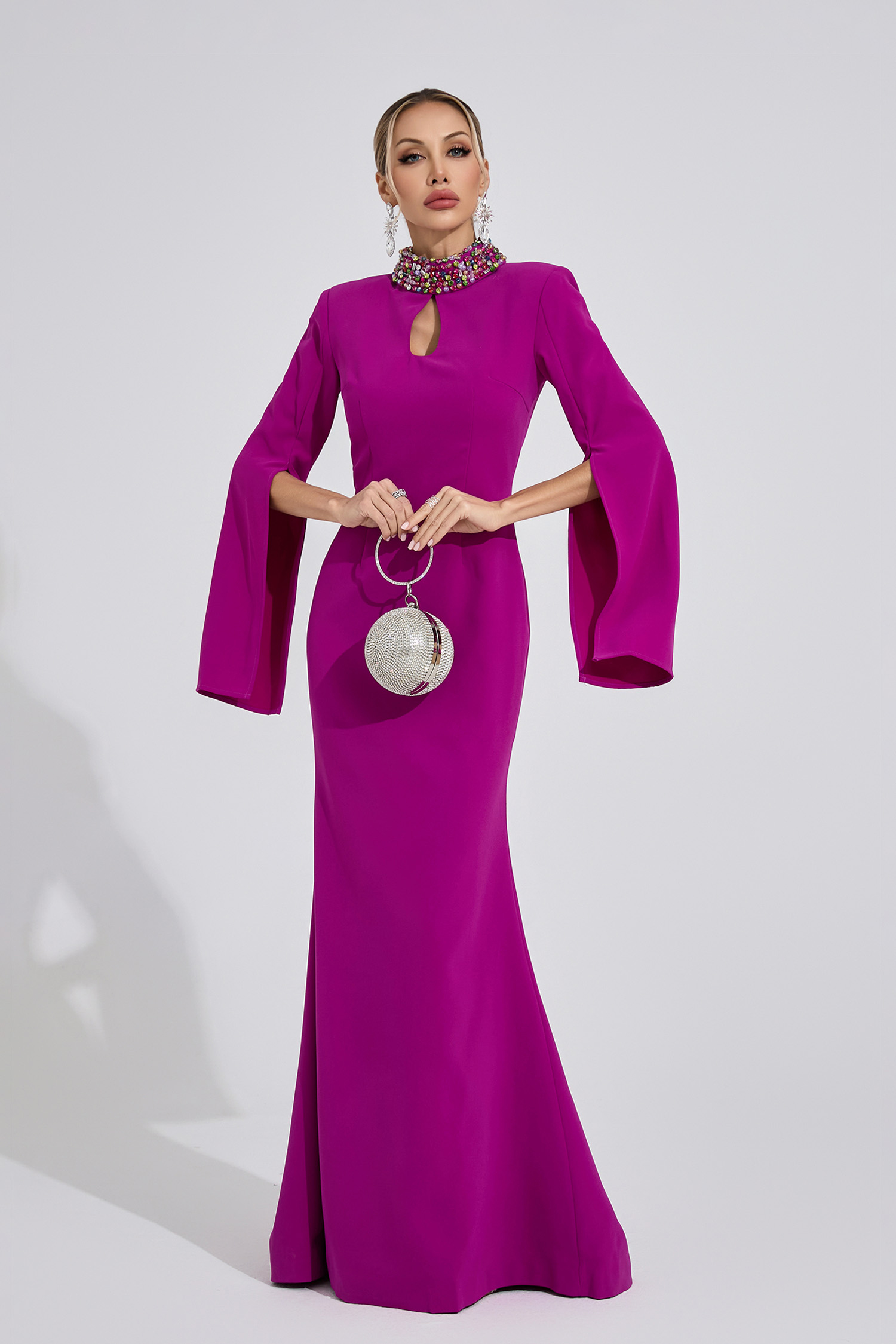 Bellatrix Magenta Diamond Maxi Dress