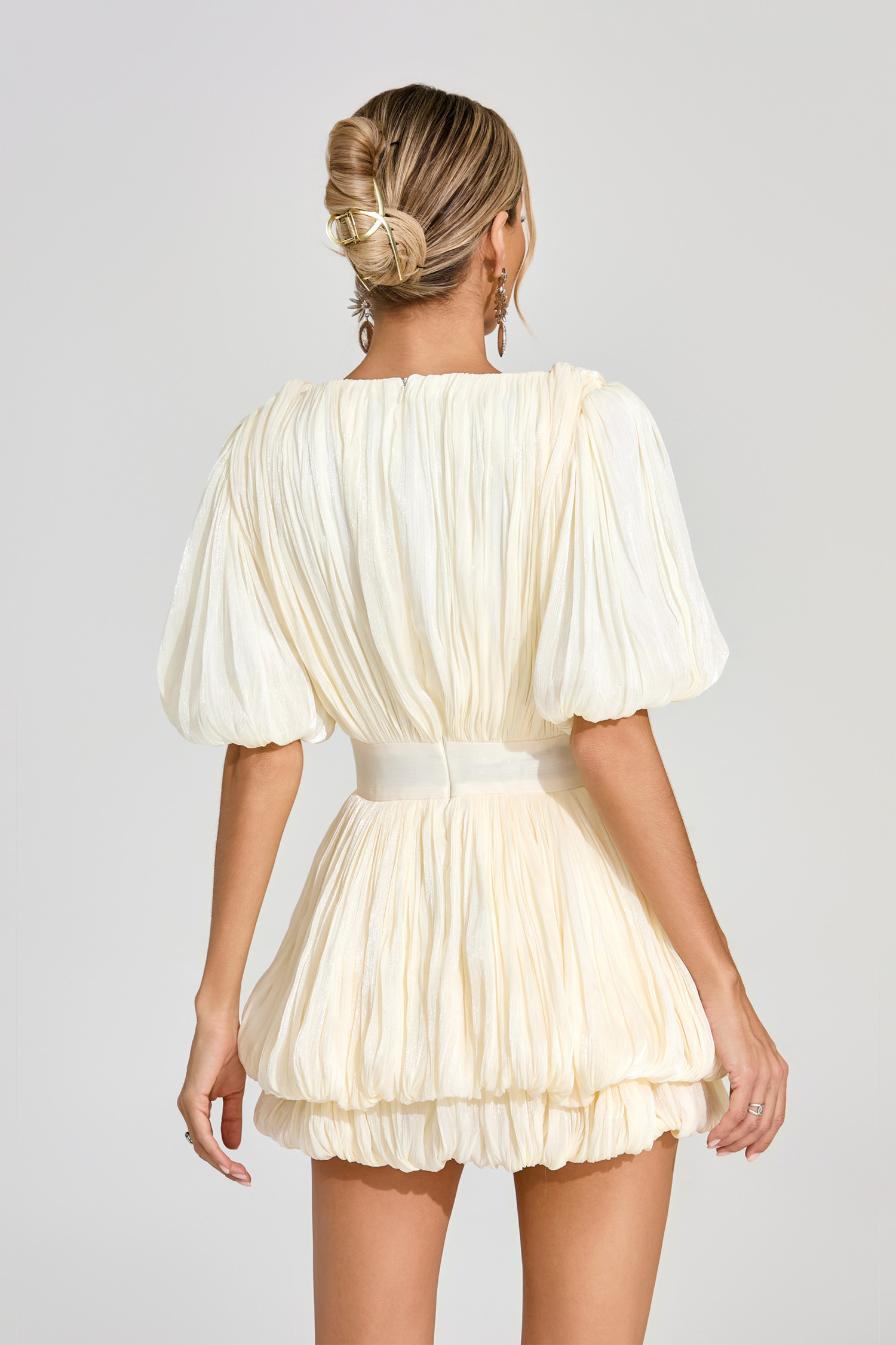 Griselda Apricot Pleated Mini Dress