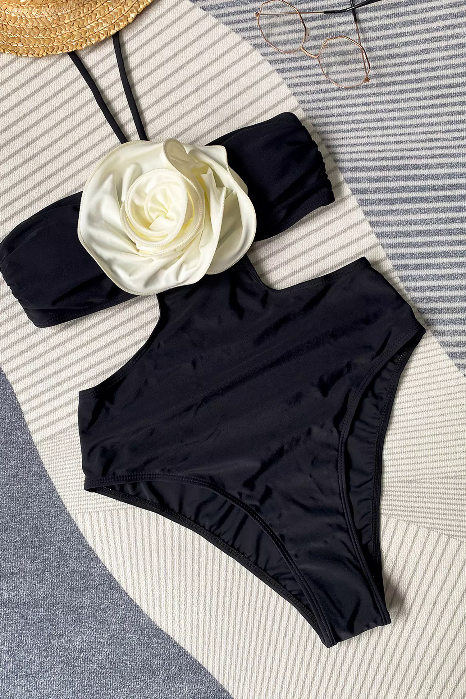 Black Roses Halter Swimwear