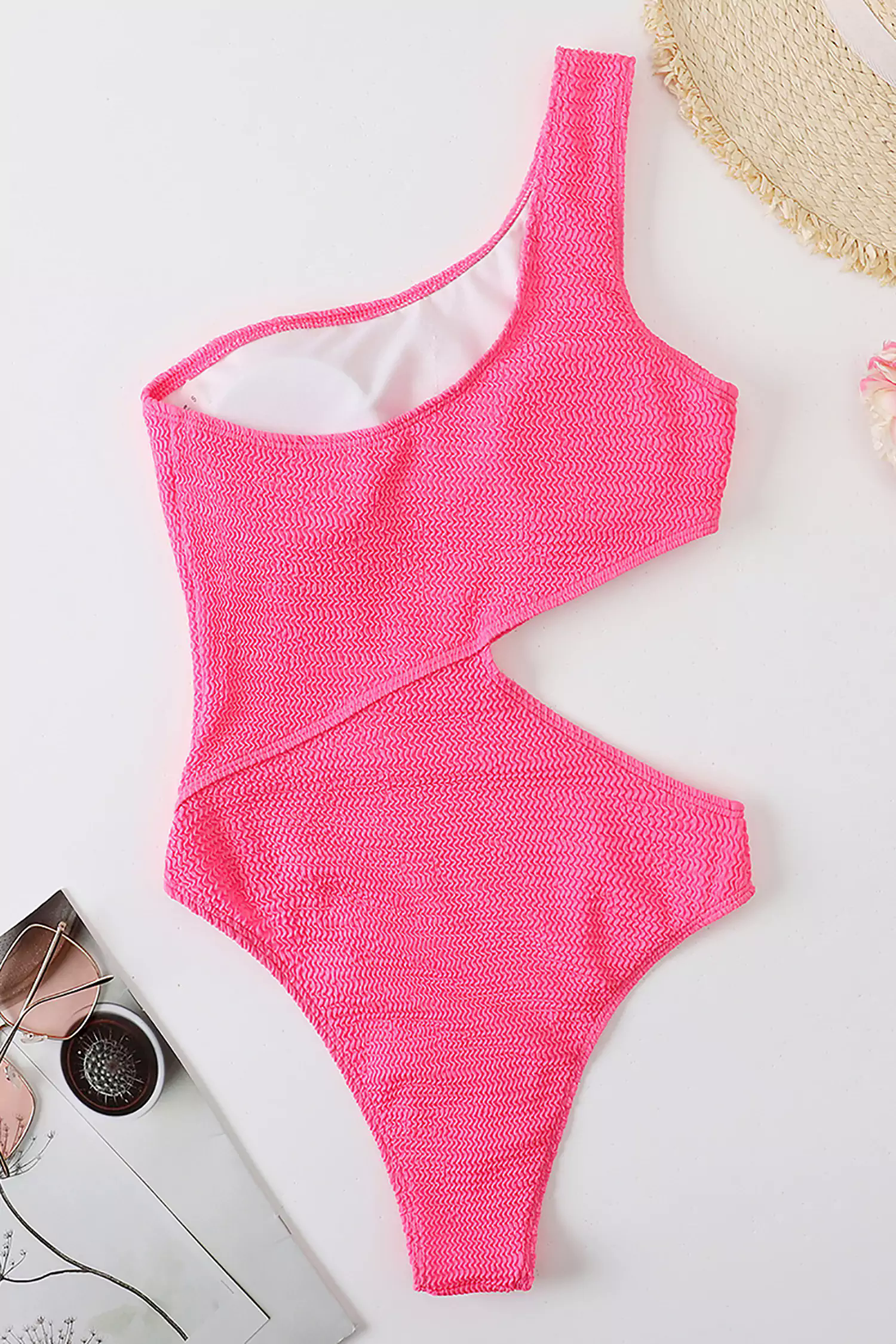 Amaris Pink One Shoulder Cut Our Swimwear