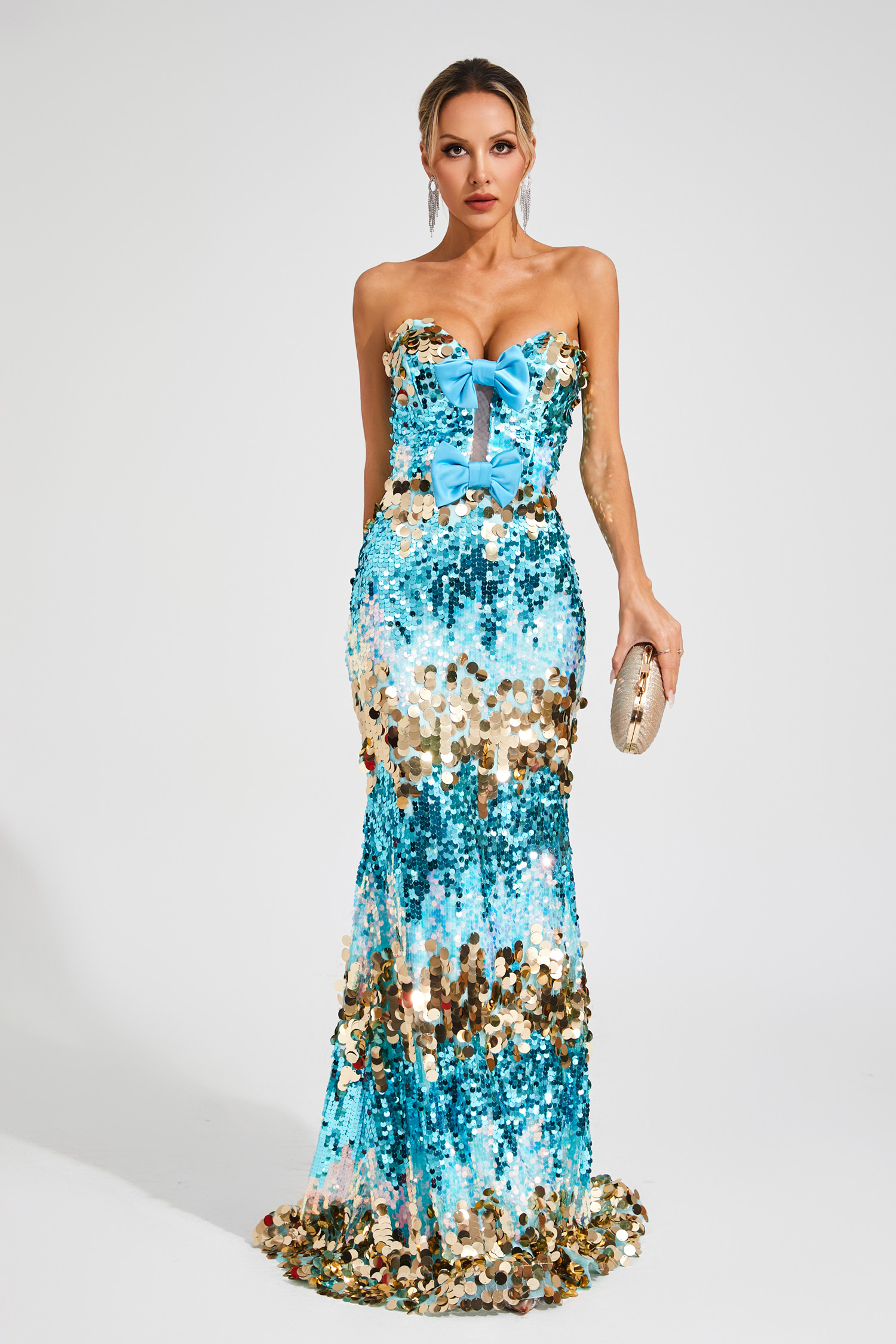 Goldsmith Blue Sequins Bandage Dress