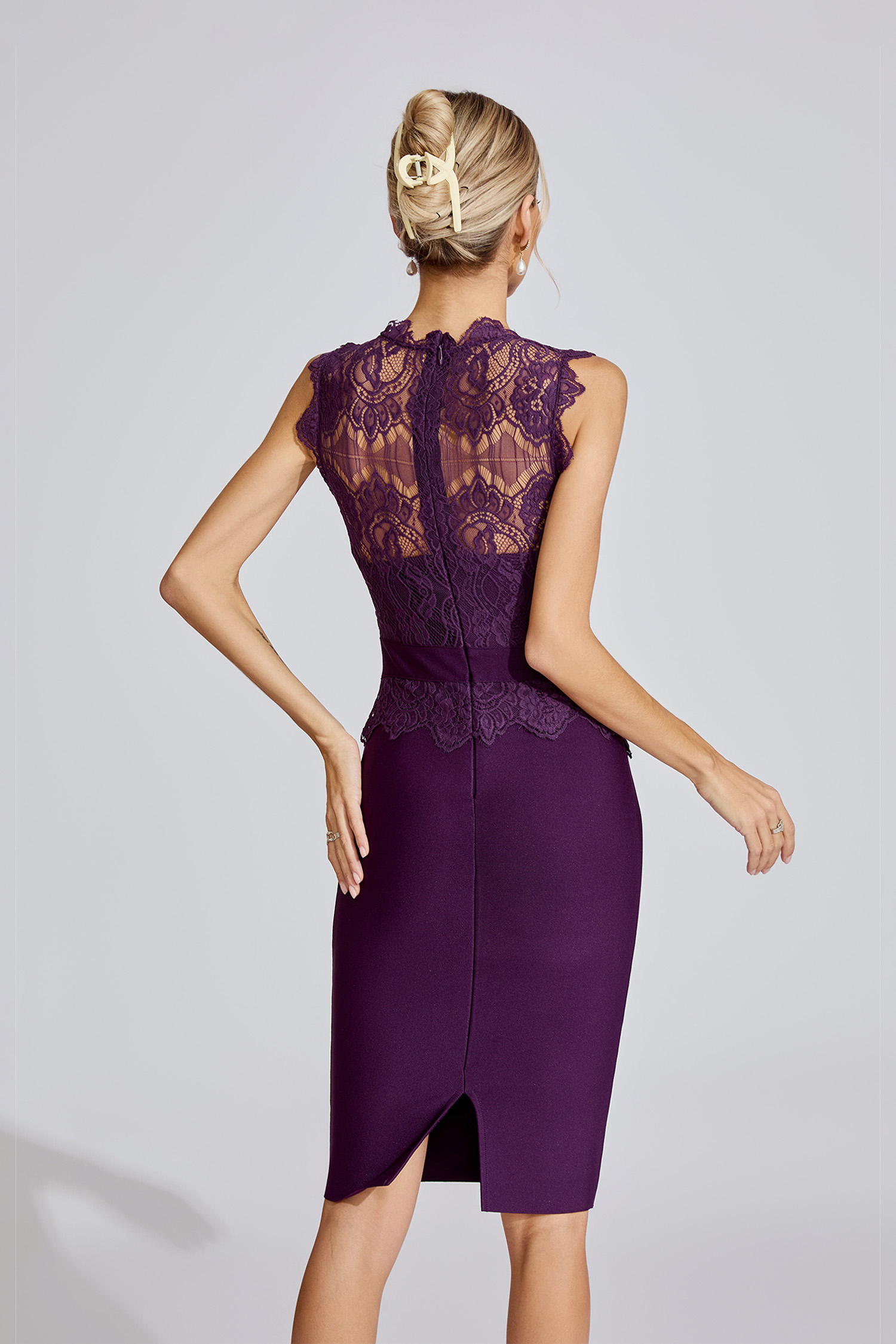 Cascade Purple Lace Bandage Dress