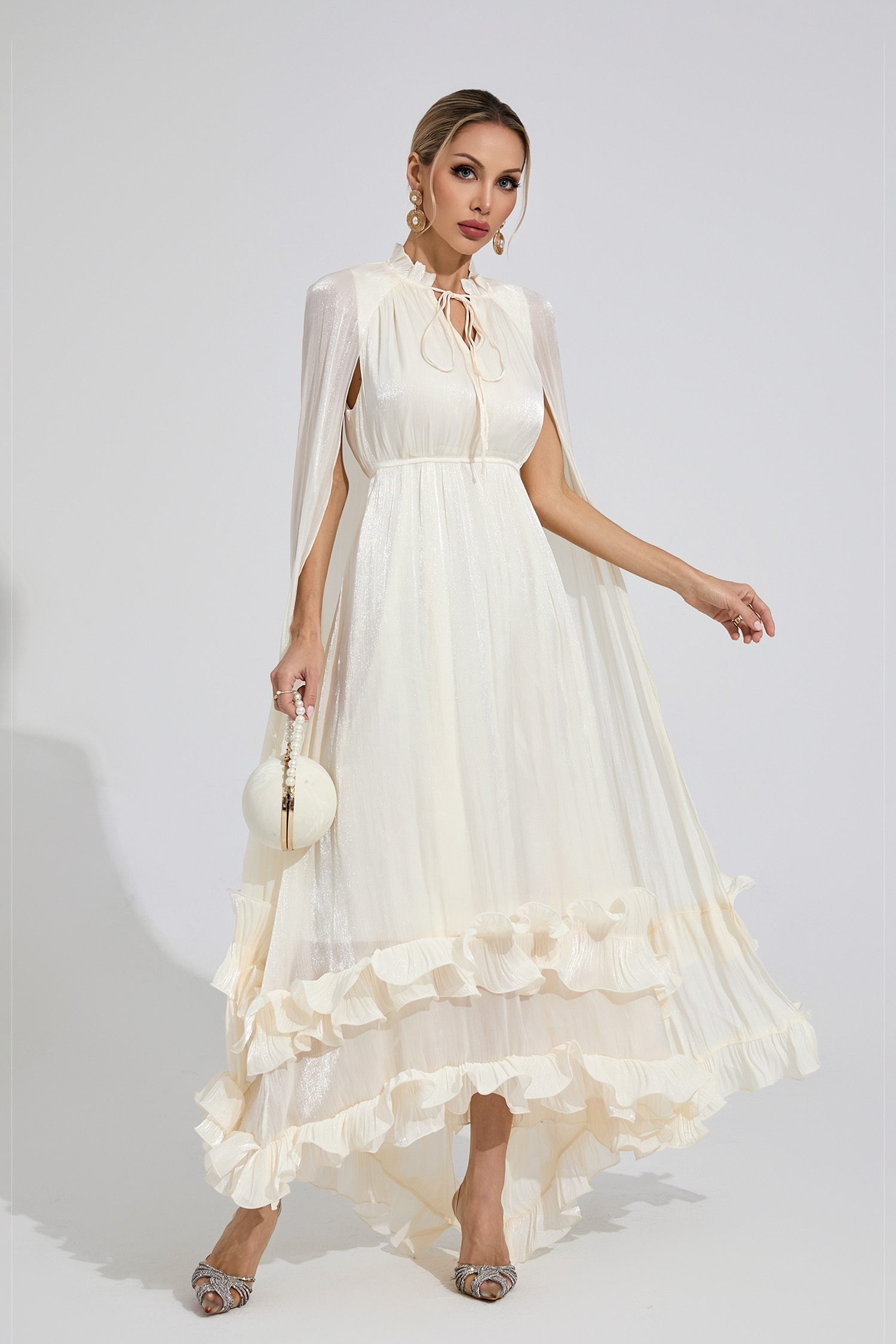 Mali White Ruffle Maxi Dress