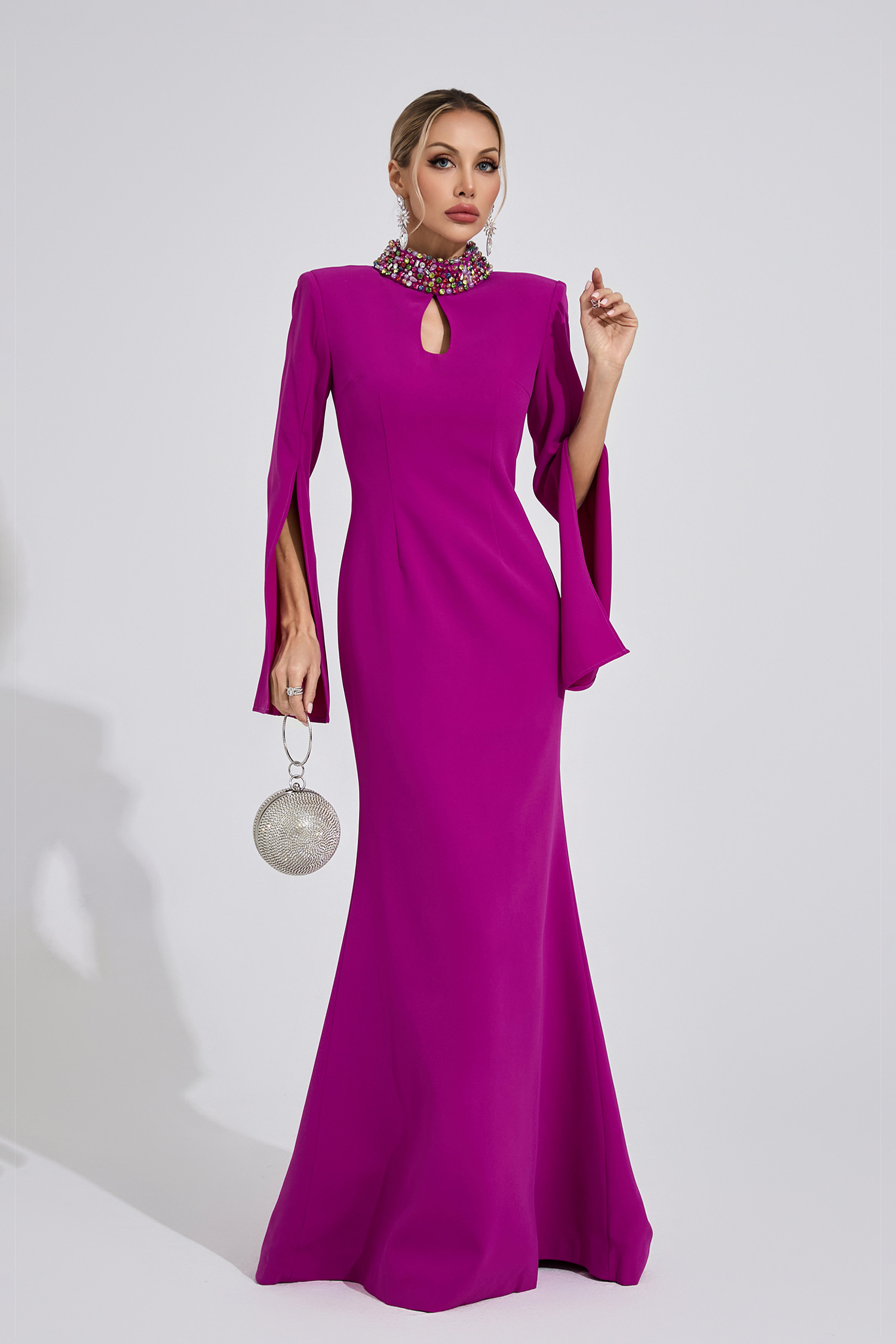 Bellatrix Magenta Diamond Maxi Dress