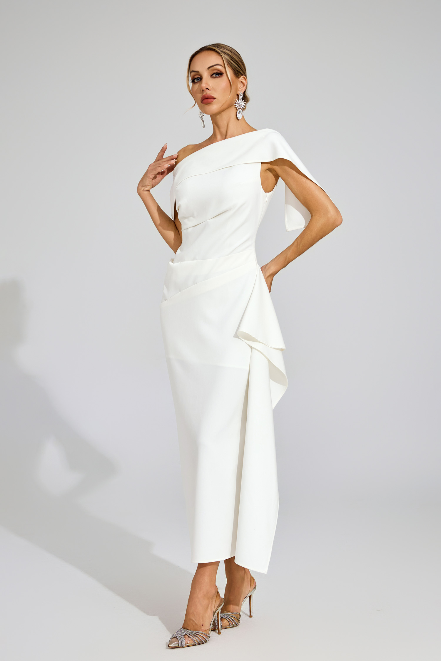 Agatha White Ruffle Off Shoulder Dress