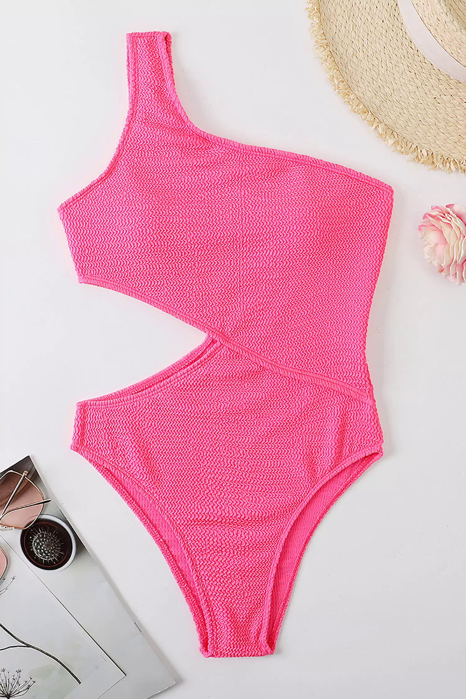 Amaris Pink One Shoulder Cut Our Swimwear