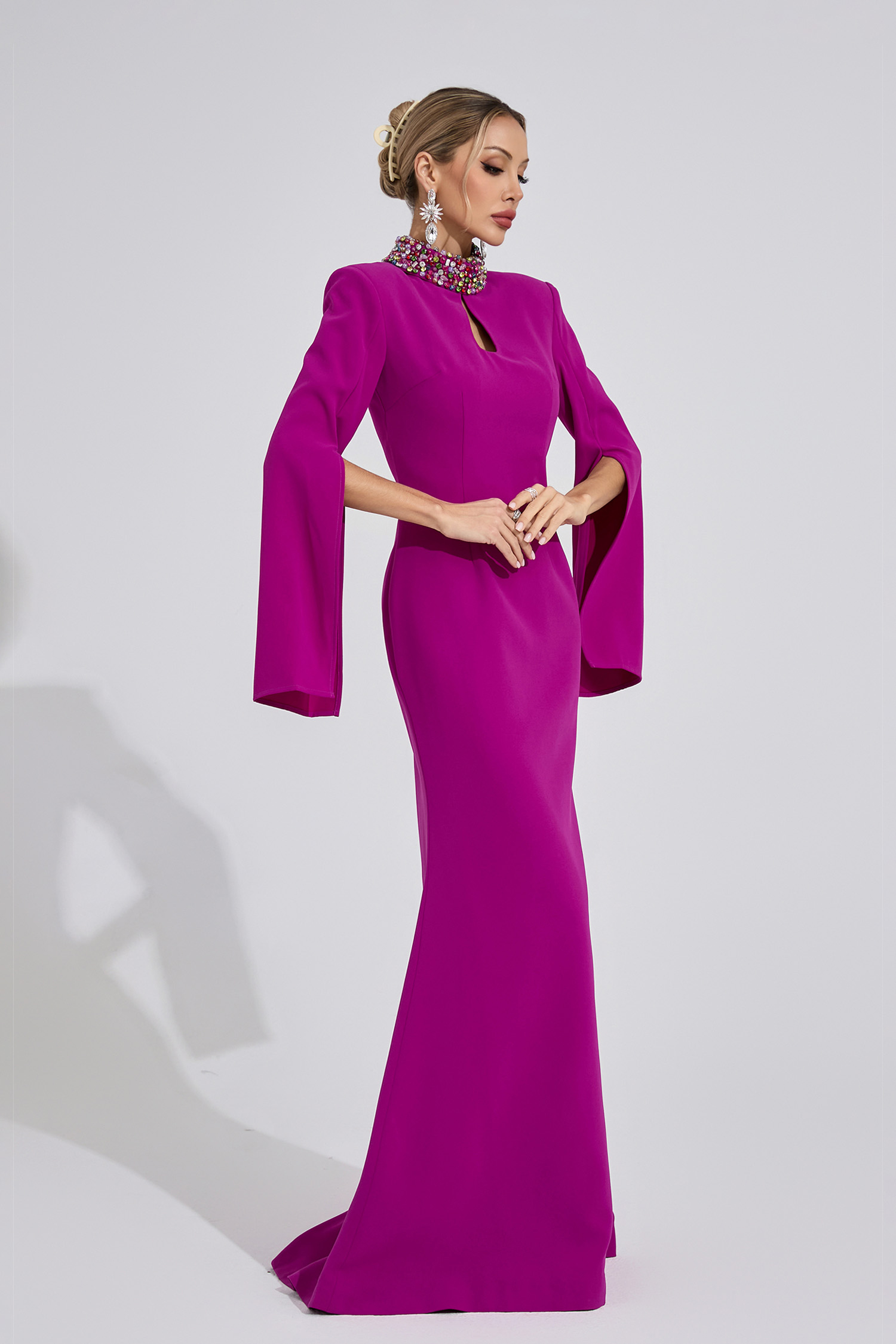 Bellatrix Magenta Diamond Maxi Dress