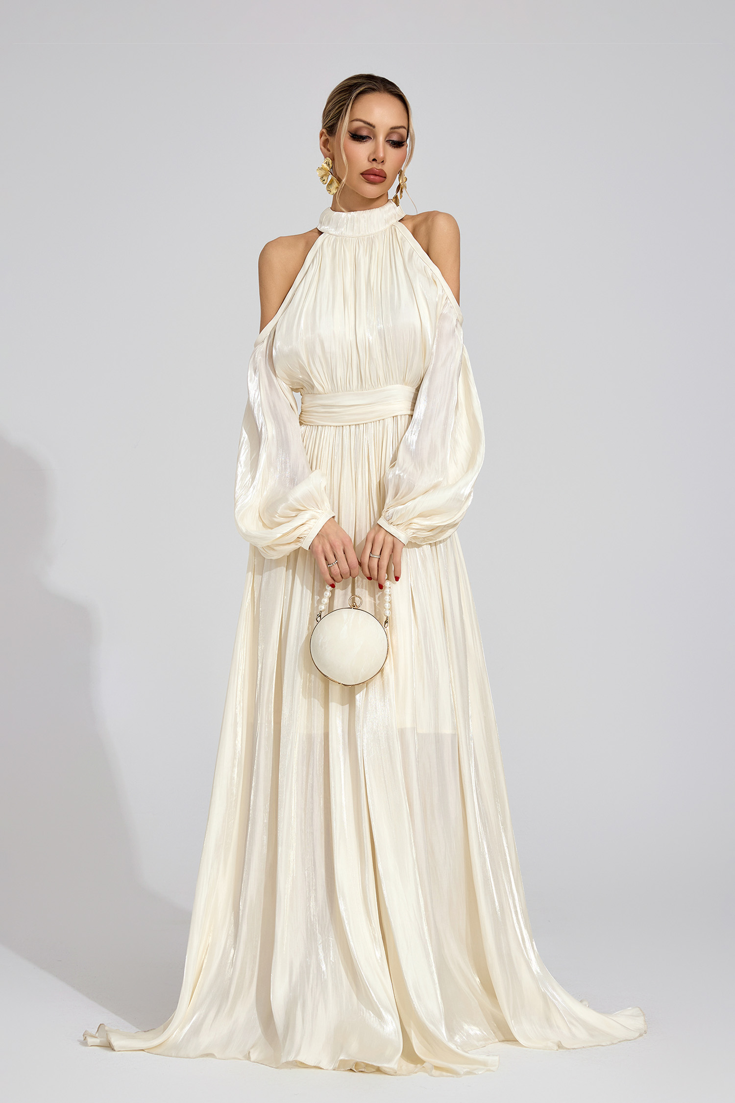 Nexus  White Halter Maxi Dress