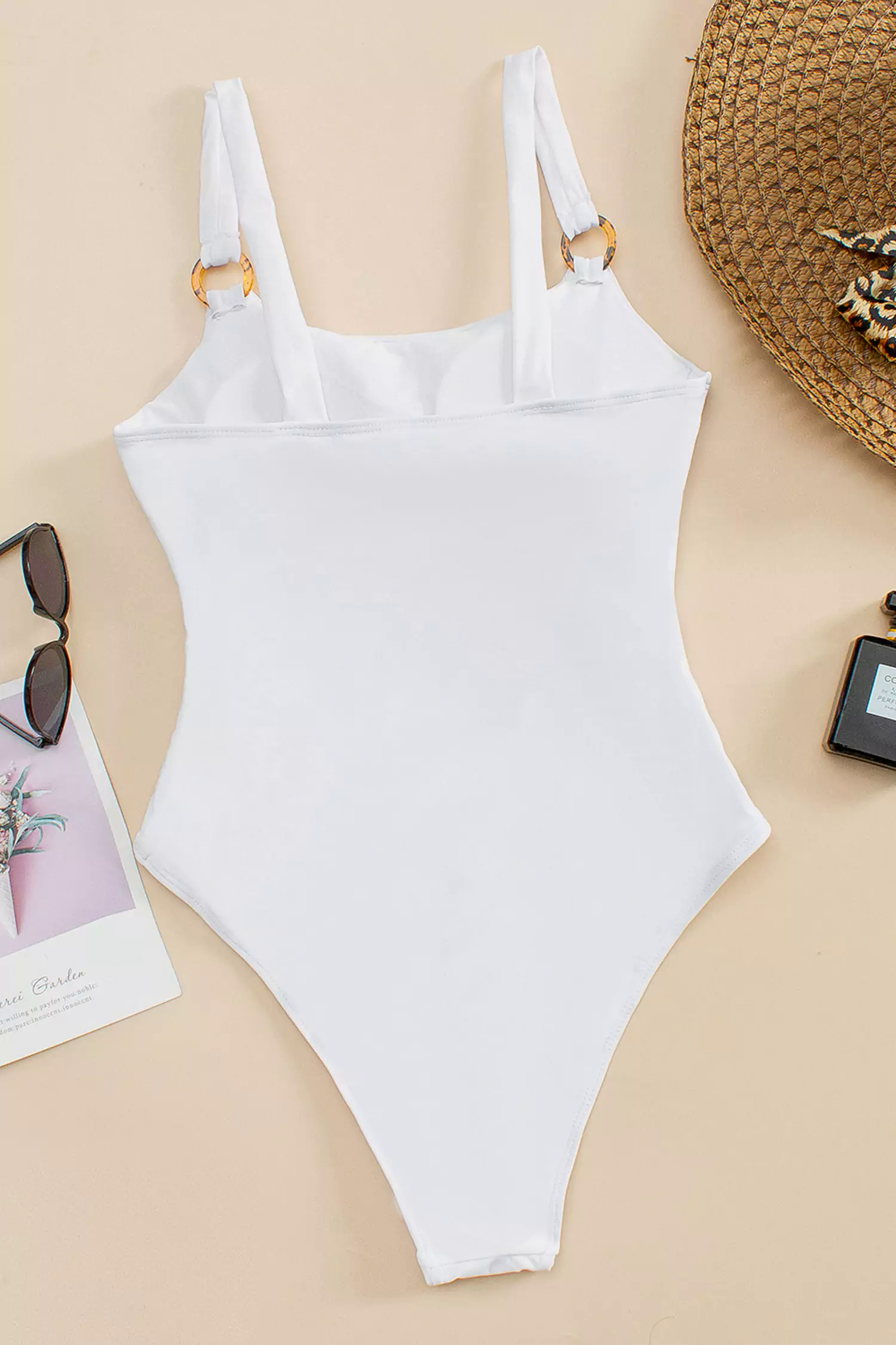 White Cut Out One Piece Swimwear