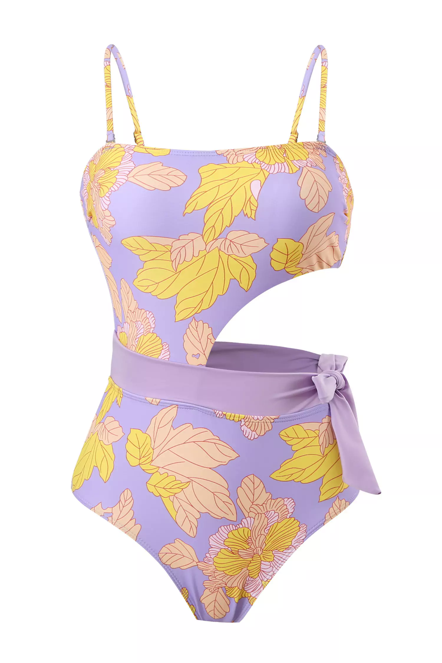 Purple Flower Printed Swimwear