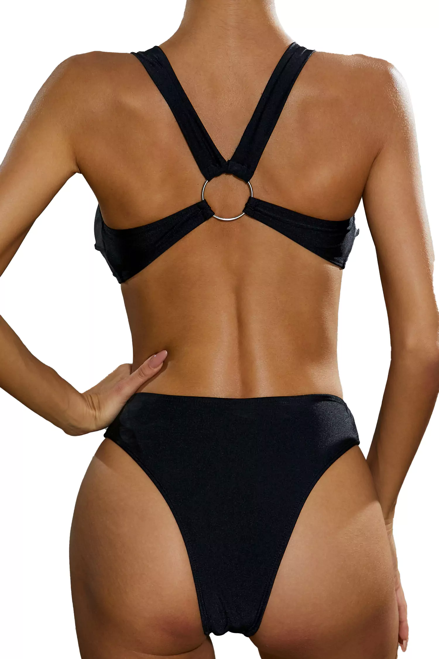 Black Crossover One Piece Swimwear