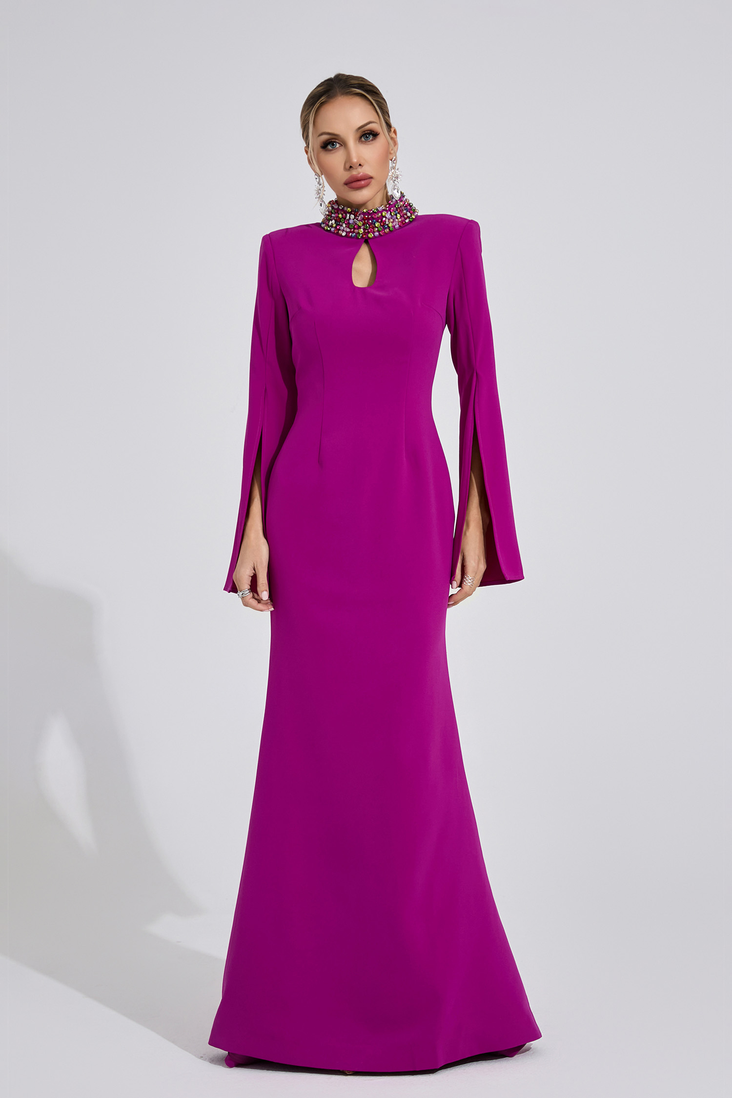 Bellatrix Magenta Diamond Maxi Dress