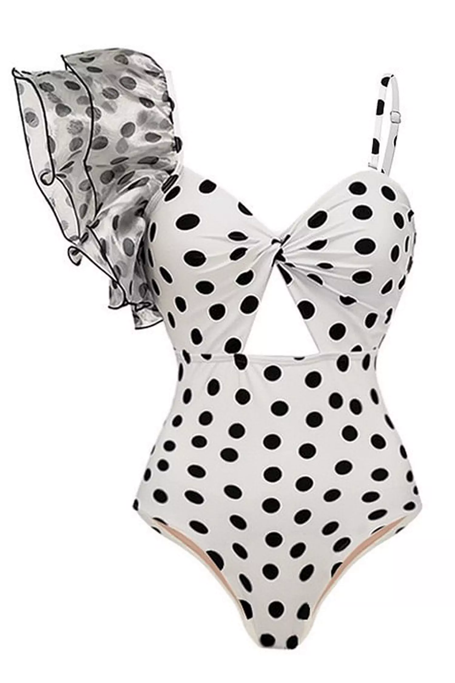 White Polka Dot Ruffle Swimwear