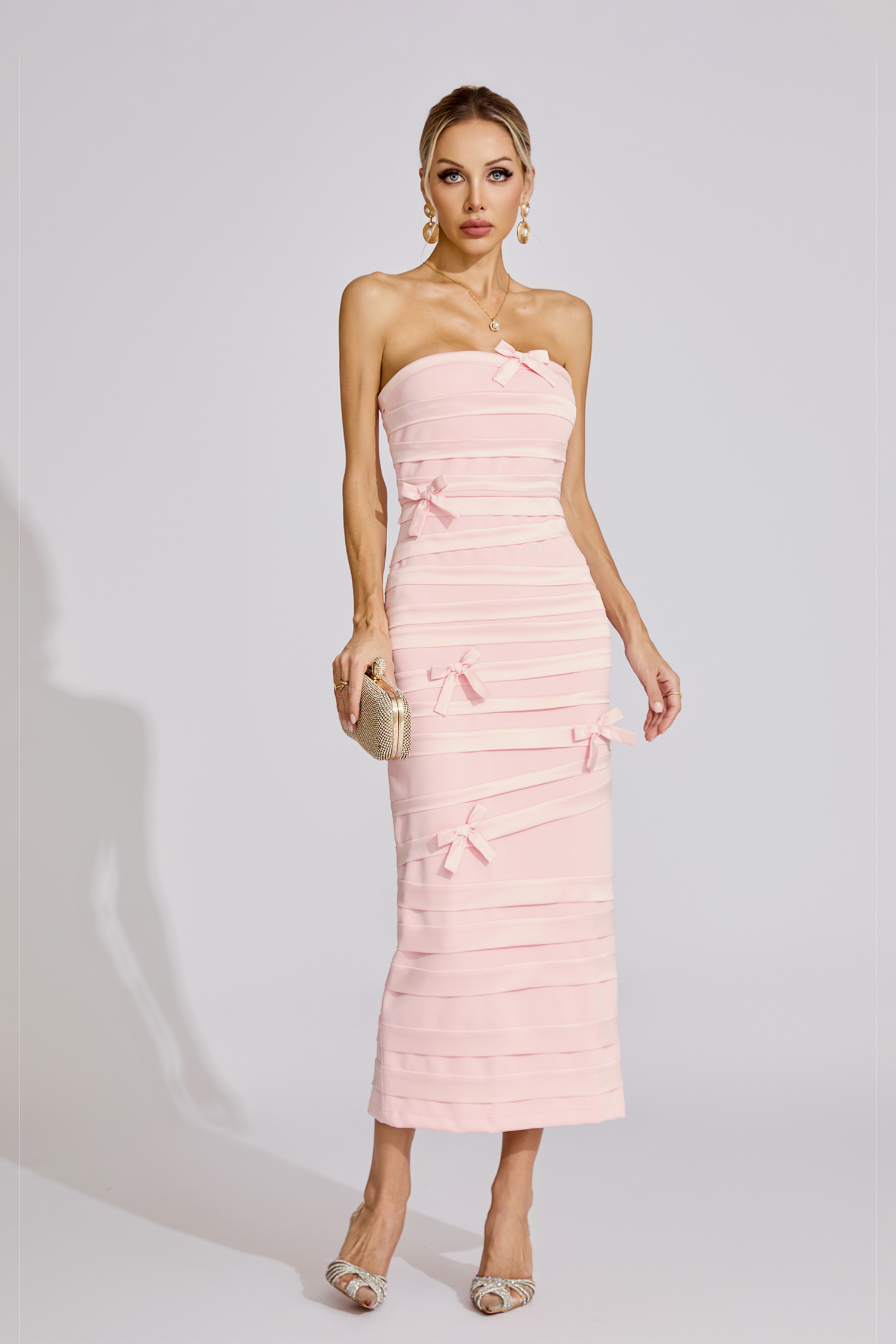 Ida Pink Bow Maxi Dress
