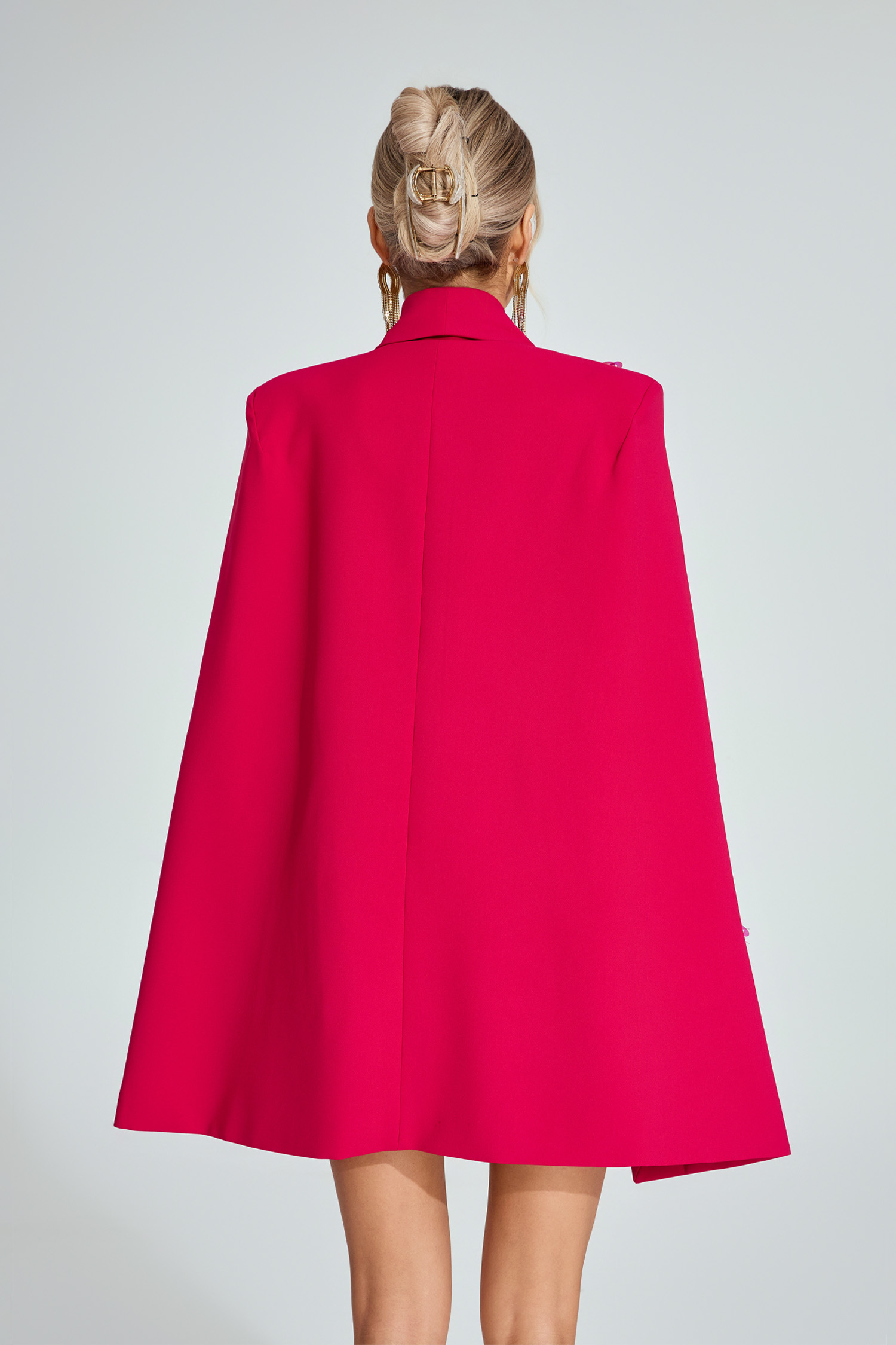 Hosea Rose Red Cape - Sleeve Blazer Dress