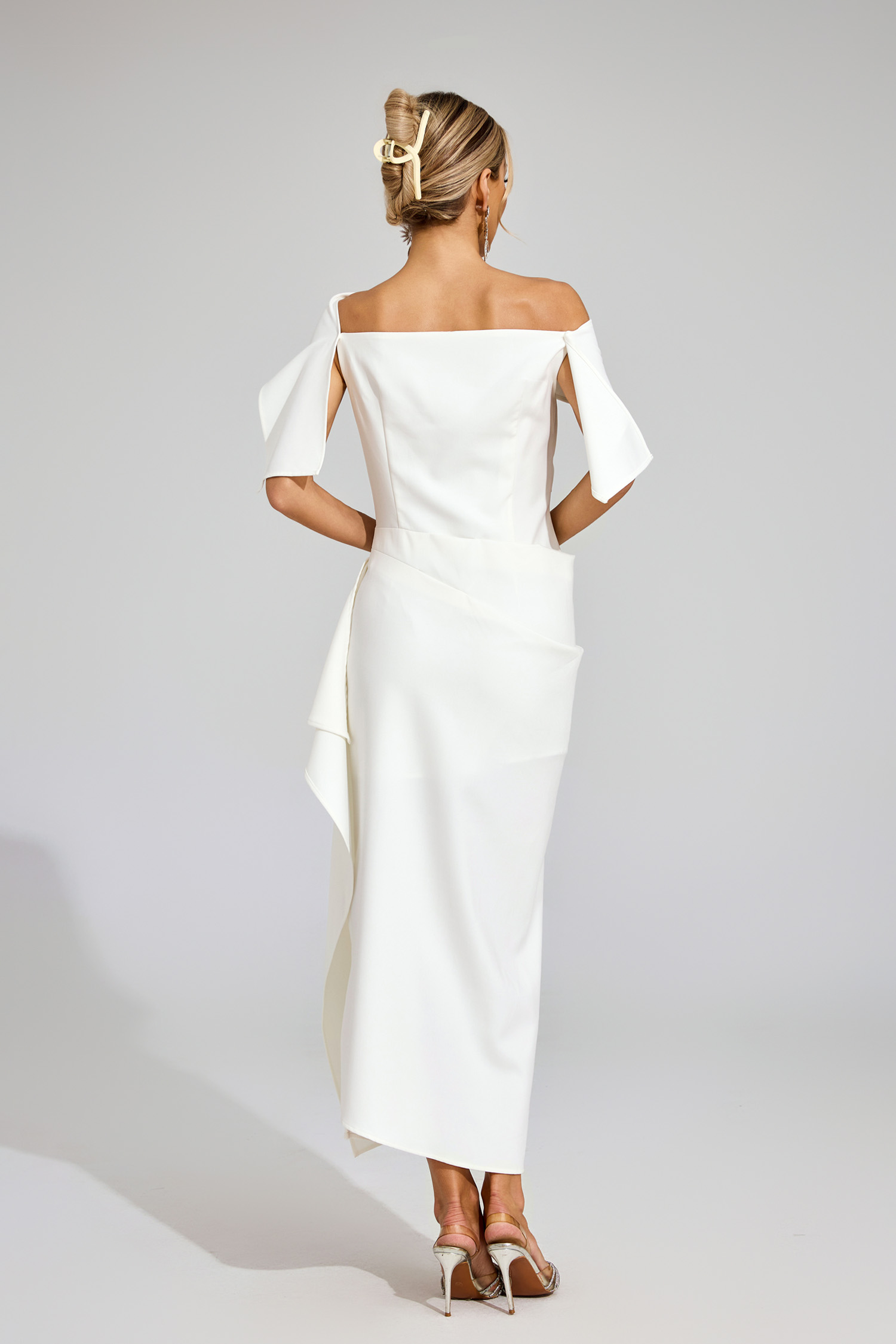 Agatha White Ruffle Off Shoulder Dress