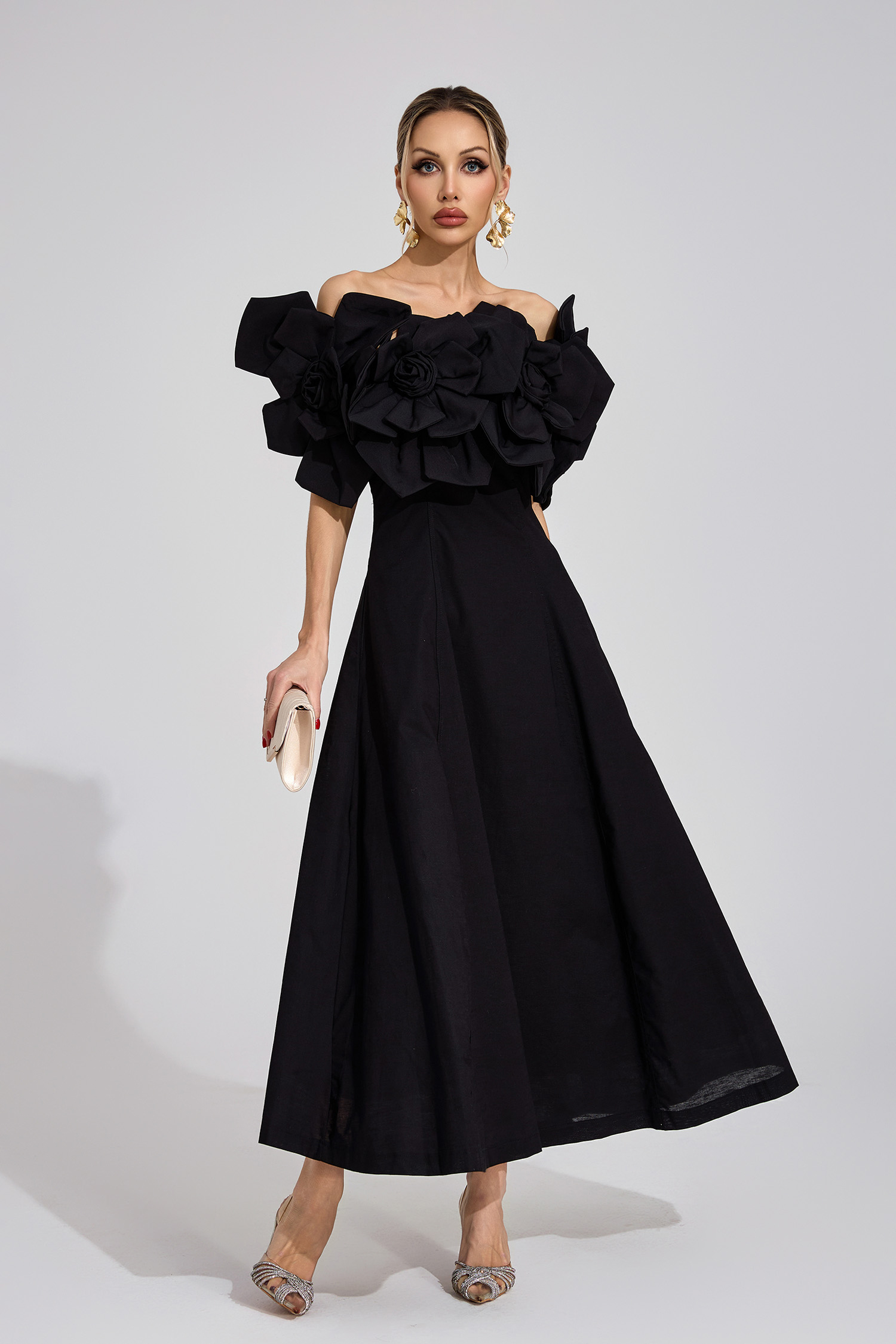 Dove Black Floral Maxi Dress