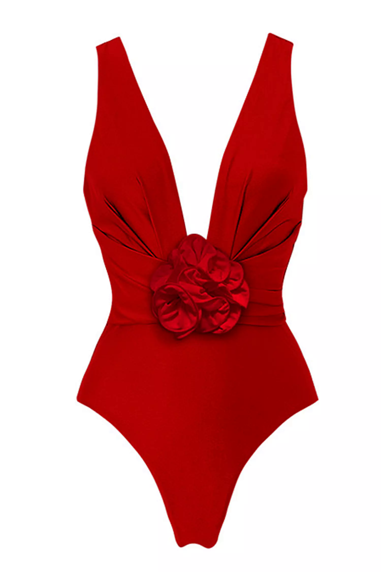 Red Rose V-neck One Piece Swimwear