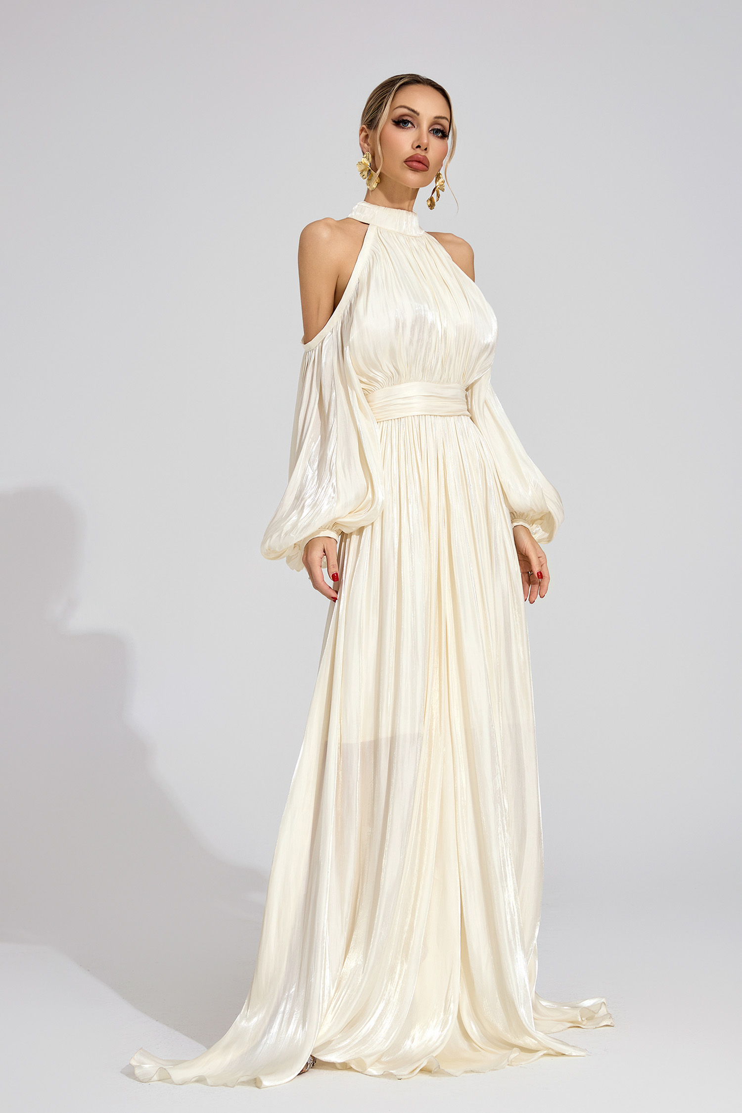 Nexus  White Halter Maxi Dress